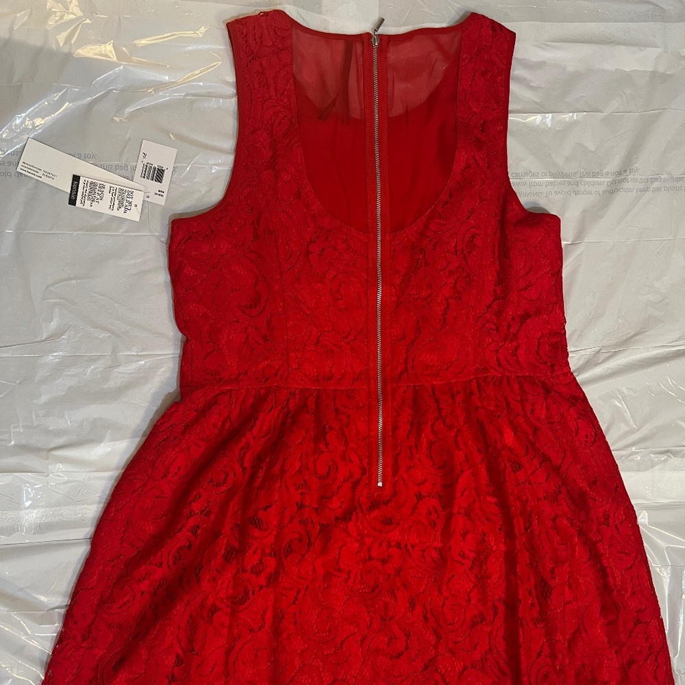 NWT Kensie Paisley Lace Sleeveless Backed Zipper Dress in Rouge Red Size XL - Picture 9 of 16